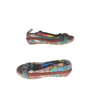 KIRU Floral Print Ballet Flats Rainbow Ribbon Accent Women‎ Size 39